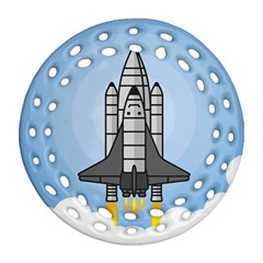 Rocket Shuttle Spaceship Science Round Filigree Ornament (two Sides) by Salman4z