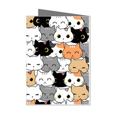 Cute-cat-kitten-cartoon-doodle-seamless-pattern Mini Greeting Cards (pkg Of 8) by Salman4z