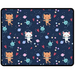 Cute-astronaut-cat-with-star-galaxy-elements-seamless-pattern Fleece Blanket (medium) by Salman4z