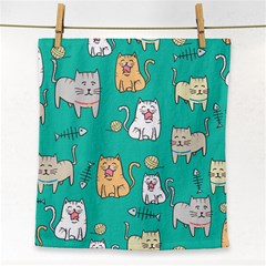 Seamless-pattern-cute-cat-cartoon-with-hand-drawn-style Face Towel by Salman4z