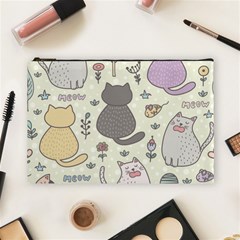 Funny Cartoon Cats Seamless Pattern Cosmetic Bag (large) by Salman4z