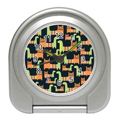 Seamless-pattern-with-cats Travel Alarm Clock by Salman4z