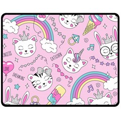 Beautiful-cute-animals-pattern-pink Fleece Blanket (medium) by Salman4z