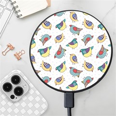 Seamless-pattern-with-hand-drawn-bird-black Wireless Fast Charger(black) by Salman4z