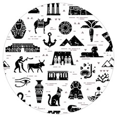 Dark-seamless-pattern-symbols-landmarks-signs-egypt --- Round Trivet by Salman4z