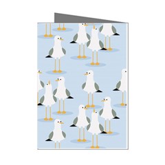 Cute-seagulls-seamless-pattern-light-blue-background Mini Greeting Cards (pkg Of 8) by Salman4z