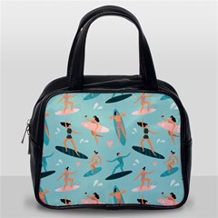 Beach-surfing-surfers-with-surfboards-surfer-rides-wave-summer-outdoors-surfboards-seamless-pattern- Classic Handbag (one Side) by Salman4z