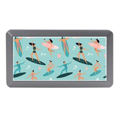 Beach-surfing-surfers-with-surfboards-surfer-rides-wave-summer-outdoors-surfboards-seamless-pattern- Memory Card Reader (mini) by Salman4z