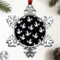 Crane Pattern Metal Small Snowflake Ornament by Salman4z