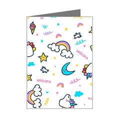 Unicorns-rainbows-seamless-pattern Mini Greeting Card by Salman4z