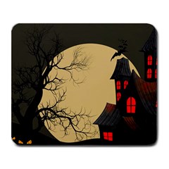 Halloween Moon Haunted House Full Moon Dead Tree Large Mousepad by Ravend