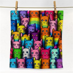 Cats Rainbow Pattern Colorful Feline Pets Face Towel by Ravend