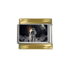 Astronaut Space Walk Gold Trim Italian Charm (9mm) by danenraven