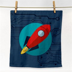 Rocket-with-science-related-icons-image Face Towel by Salman4z