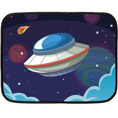 Ufo-alien-spaceship-galaxy Two Sides Fleece Blanket (mini) by Salman4z