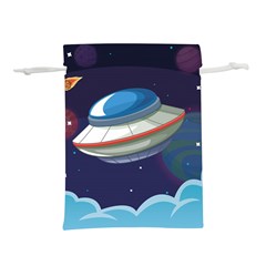 Ufo-alien-spaceship-galaxy Lightweight Drawstring Pouch (l) by Salman4z