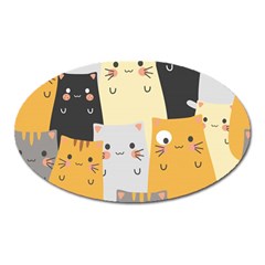 Seamless-pattern-cute-cat-cartoons Oval Magnet by Salman4z