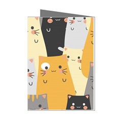 Seamless-pattern-cute-cat-cartoons Mini Greeting Cards (pkg Of 8) by Salman4z