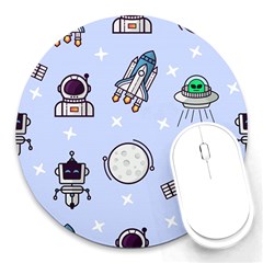 Seamless-pattern-with-space-theme Round Mousepad by Salman4z