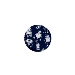 White-robot-blue-seamless-pattern 1  Mini Buttons by Salman4z