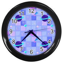 Seamless-pattern-pastel-galaxy-future Wall Clock (black) by Salman4z