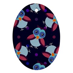 Owl-pattern-background Oval Ornament (two Sides) by Salman4z