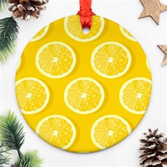 Lemon-fruits-slice-seamless-pattern Round Ornament (two Sides) by Salman4z