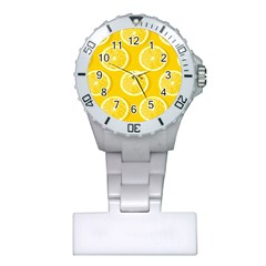 Lemon-fruits-slice-seamless-pattern Plastic Nurses Watch by Salman4z