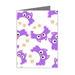 Purple-owl-pattern-background Mini Greeting Card by Salman4z