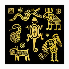 Mexican-culture-golden-tribal-icons Medium Glasses Cloth by Salman4z