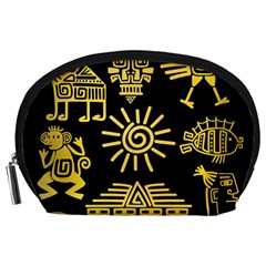 Maya-style-gold-linear-totem-icons Accessory Pouch (large) by Salman4z