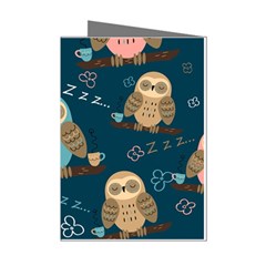 Seamless-pattern-owls-dreaming Mini Greeting Cards (pkg Of 8) by Salman4z