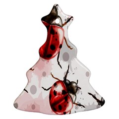 Ladybugs-pattern-texture-watercolor Christmas Tree Ornament (two Sides) by Salman4z