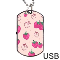 Seamless-strawberry-fruit-pattern-background Dog Tag Usb Flash (one Side) by Salman4z