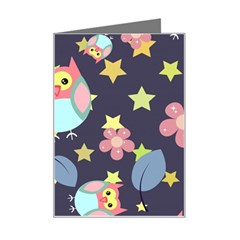 Owl-stars-pattern-background Mini Greeting Card by Salman4z