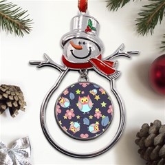 Owl-stars-pattern-background Metal Snowman Ornament by Salman4z