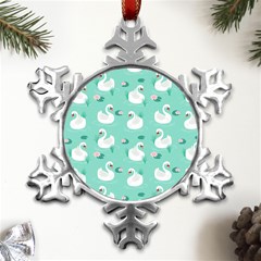 Elegant Swan Seamless Pattern Metal Small Snowflake Ornament by pakminggu