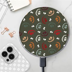 Art Halloween Pattern Creepy Design Digital Papers Wireless Fast Charger(white) by pakminggu