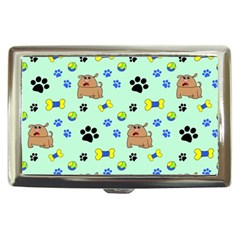 Dog Pattern Seamless Blue Background Scrapbooking Cigarette Money Case by pakminggu