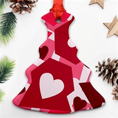 Pink Hearts Pattern Love Shape Christmas Tree Ornament (two Sides) by danenraven