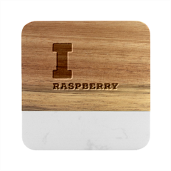 I Love Raspberry Marble Wood Coaster (square) by ilovewhateva