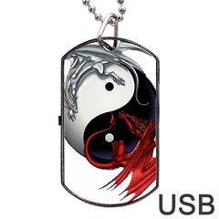 Yin And Yang Chinese Dragon Dog Tag Usb Flash (two Sides) by Mog4mog4