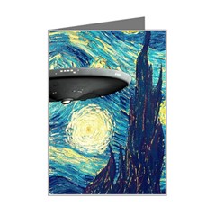 Star Starship The Starry Night Van Gogh Mini Greeting Card by Mog4mog4