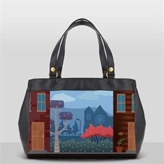 Town Vector Illustration Illustrator City Urban Oversize Office Handbag (2 Sides) by Mog4mog4