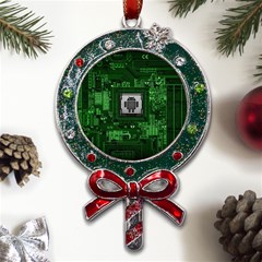 Technology Computer Chip Electronics Industry Circuit Board Metal X mas Lollipop With Crystal Ornament by Bakwanart