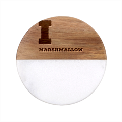 I Love Marshmallow  Classic Marble Wood Coaster (round)  by ilovewhateva