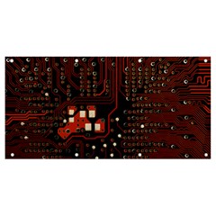 Red Computer Circuit Board Banner And Sign 8  X 4  by Bakwanart