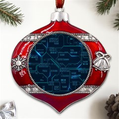 Technology Computer Circuit Boards Electricity Cpu Binary Metal Snowflake And Bell Red Ornament by Bakwanart