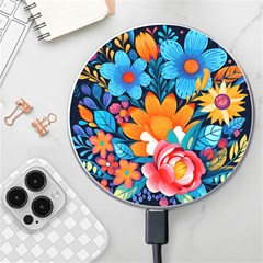 Flowers Bloom Spring Colorful Artwork Decoration Wireless Fast Charger(white) by 99art