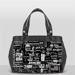 Music Pattern Black White Oversize Office Handbag by 99art